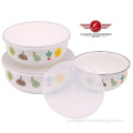 New Style Beautiful 3PCS Enamel Salad Bowl with Lids (211D)